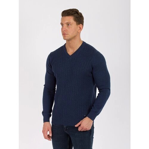 Пуловер Dairos, длинный рукав, силуэт прямой, размер L, синий