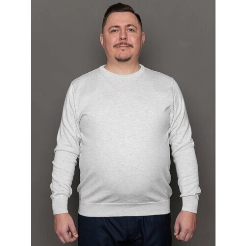 Пуловер Turhan, длинный рукав, силуэт прямой, трикотажный, размер 4XL, серый