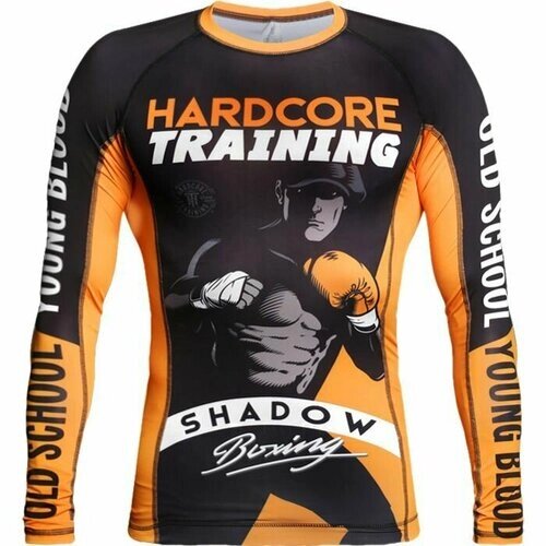 Рашгард hardcore training, размер S, черный, оранжевый