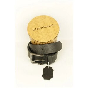 Ремень RINGGOLDI, натуральная кожа, металл, подарочная упаковка, для мужчин, длина 122 см., черный