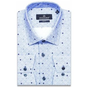 Рубашка POGGINO, размер XL (43-44 cm. голубой