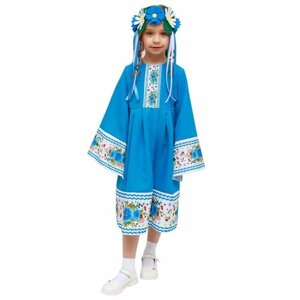 Русский народный костюм для девочки платье голубое
