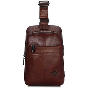 Рюкзак барсетка Znixs, натуральная кожа, внутренний карман, коричневый