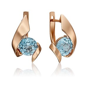 Серьги PLATINA, красное золото, 585 проба, топаз, золотой