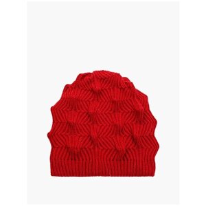 Шапка бини Landre, демисезон/зима, шерсть, вязаная, утепленная, размер 56-59, красный