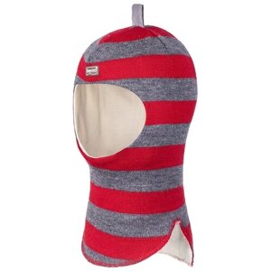 Шапка шлем teyno зимняя, шерсть, хлопок, подкладка, размер 2, красный, серый