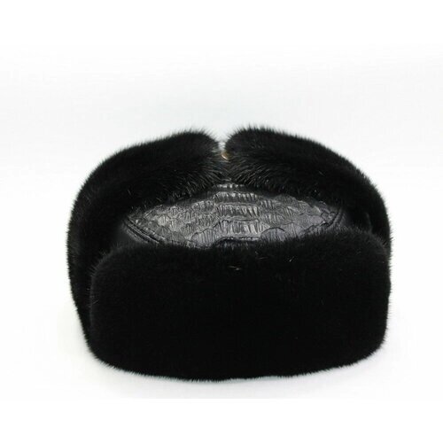 Шапка ушанка зимняя, подкладка, размер 58, черный
