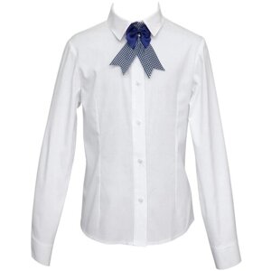 Школьная блуза SLY, на пуговицах, длинный рукав, размер 128, белый