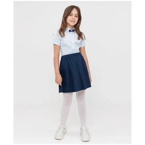 Школьная юбка Button Blue, плиссированная, с поясом на резинке, размер 122, синий