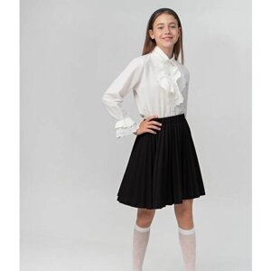 Школьная юбка-полусолнце, плиссированная, миди, размер 146, черный