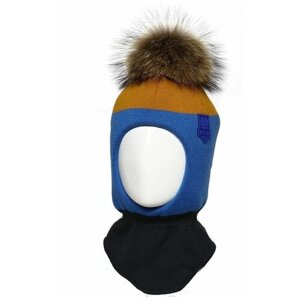 Шлем Детский AGBO MONET для мальчика зима утепленный (размер 50-52см) арт. 58851 шерсть (желтый*голубой)
