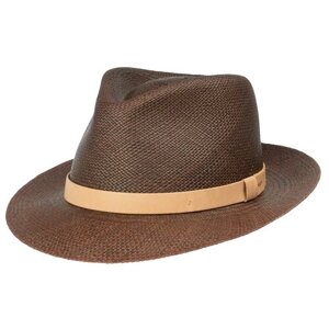 Шляпа федора Bailey летняя, солома, размер 57, коричневый