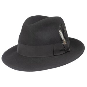 Шляпа федора Bailey, шерсть, подкладка, размер 57, черный