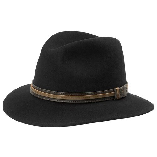 Шляпа федора Bailey, шерсть, подкладка, размер 59, черный