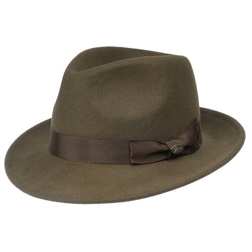 Шляпа федора Bailey, шерсть, подкладка, размер 59, коричневый