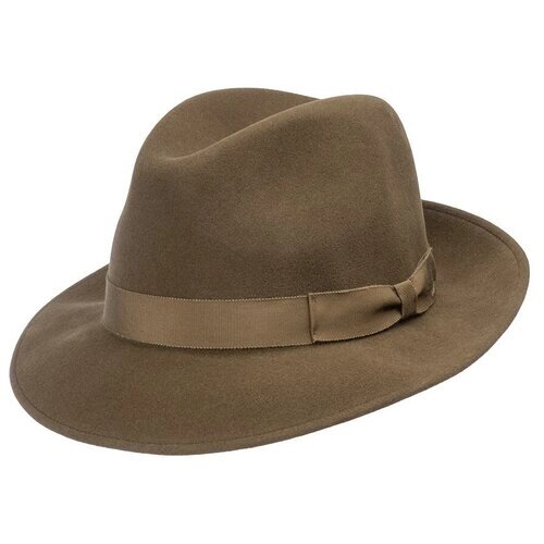 Шляпа федора Bailey, шерсть, подкладка, размер 61, коричневый