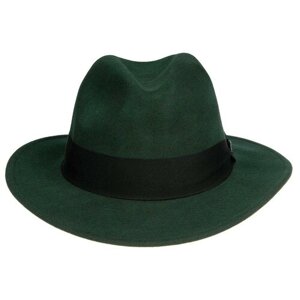 Шляпа федора Herman, шерсть, утепленная, размер 55, зеленый