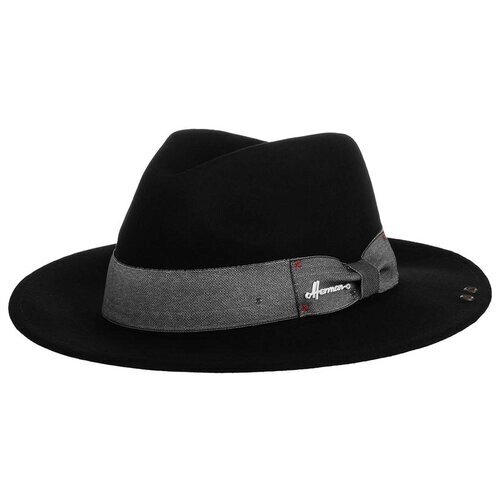 Шляпа федора Herman, шерсть, утепленная, размер 57, черный