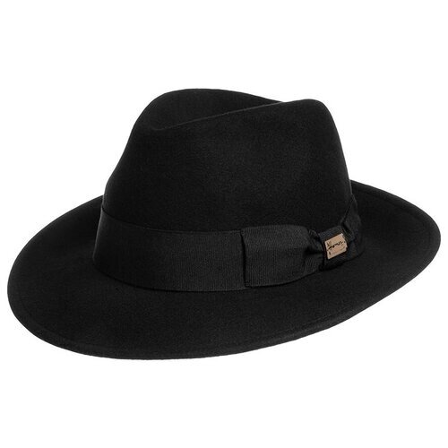 Шляпа федора Herman, шерсть, утепленная, размер 61, черный