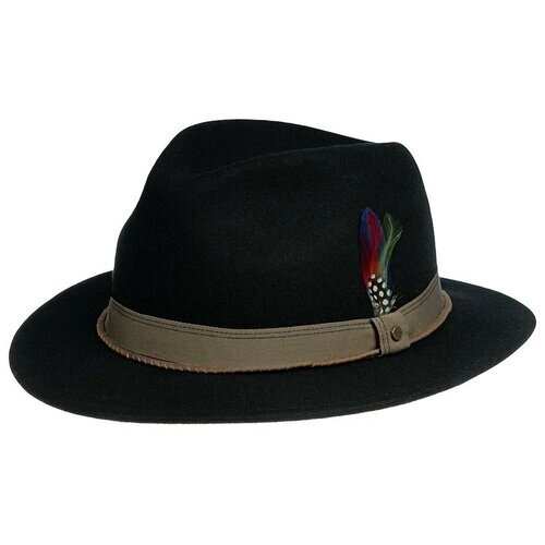 Шляпа федора STETSON, шерсть, утепленная, размер 63, черный