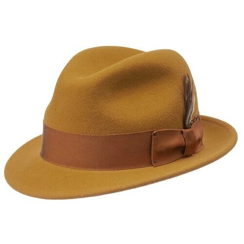 Шляпа трилби Bailey, шерсть, подкладка, размер 59, оранжевый