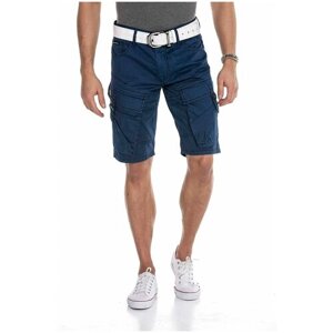 Шорты карго Cipo & Baxx джинсовые, средняя посадка, карманы, размер 34, синий