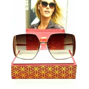 Солнцезащитные очки AH318905B, квадратные, оправа: металл, зеркальные, с защитой от УФ, градиентные, для женщин, золотой