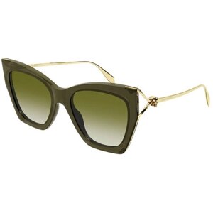 Солнцезащитные очки Alexander McQueen, кошачий глаз, оправа: пластик, с защитой от УФ, градиентные, для женщин, зеленый