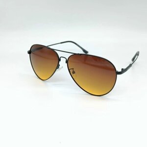 Солнцезащитные очки , авиаторы, оправа: металл, поляризационные, для мужчин, черный