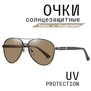 Солнцезащитные очки , авиаторы, оправа: металл, с защитой от УФ, поляризационные