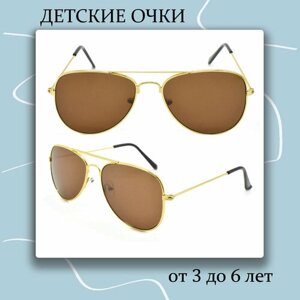 Солнцезащитные очки , авиаторы, оправа: металл, со 100% защитой от УФ-лучей, золотой