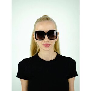 Солнцезащитные очки , авиаторы, ударопрочные, с защитой от УФ, для женщин, черный