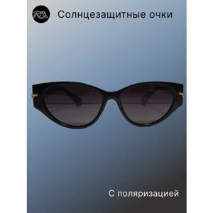 Солнцезащитные очки Beijing Zhanlishun Optical Co, кошачий глаз, оправа: пластик, складные, устойчивые к появлению царапин, поляризационные, для женщин, черный