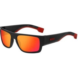 Солнцезащитные очки BOSS, прямоугольные, оправа: пластик, спортивные, для мужчин, черный