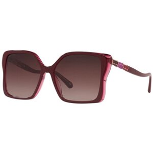 Солнцезащитные очки BVLGARI, квадратные, оправа: пластик, для женщин, бордовый