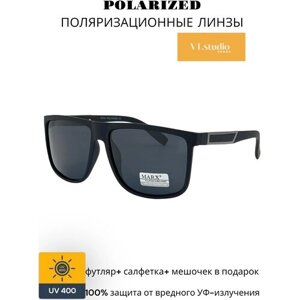 Солнцезащитные очки c поляризацией MARX 8882, черные линзы, оправа черная матовая