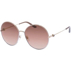 Солнцезащитные очки Cartier, круглые, оправа: металл, для женщин, коричневый