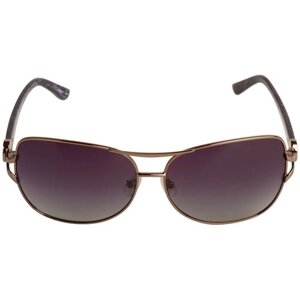 Солнцезащитные очки Fleur, кошачий глаз, оправа: металл, с защитой от УФ, для женщин, коричневый