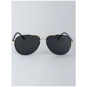 Солнцезащитные очки Graceline, авиаторы, оправа: металл, поляризационные, для мужчин, черный
