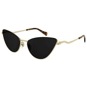 Солнцезащитные очки GUCCI, кошачий глаз, оправа: металл, с защитой от УФ, для женщин, золотой