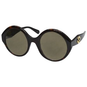 Солнцезащитные очки GUCCI, круглые, оправа: пластик, для женщин, коричневый