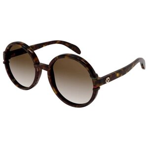 Солнцезащитные очки GUCCI, круглые, оправа: пластик, с защитой от УФ, градиентные, для женщин, коричневый