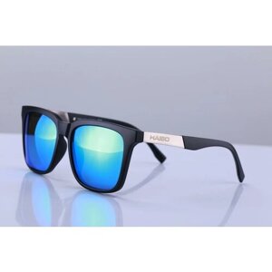 Солнцезащитные очки Haibo, овальные, оправа: пластик, поляризационные, с защитой от УФ, зеркальные, черный