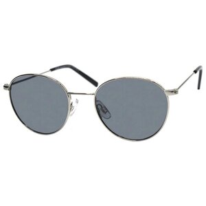 Солнцезащитные очки Invu, круглые, оправа: металл, чехол/футляр в комплекте, поляризационные, серебряный