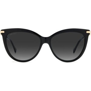 Солнцезащитные очки Jimmy Choo, кошачий глаз, оправа: пластик, для женщин, черный