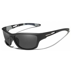 Солнцезащитные очки KINGSEVEN, овальные, оправа: пластик, складные, спортивные, зеркальные, поляризационные, с защитой от УФ, черный