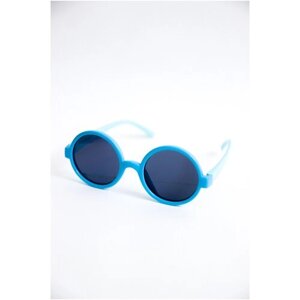 Солнцезащитные очки , круглые, оправа: пластик, чехол/футляр в комплекте, складные, ударопрочные, поляризационные, ударопрочные, со 100% защитой от УФ-лучей, голубой