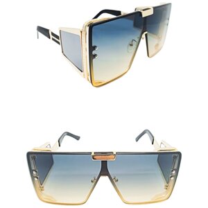 Солнцезащитные очки , квадратные, оправа: металл, золотой