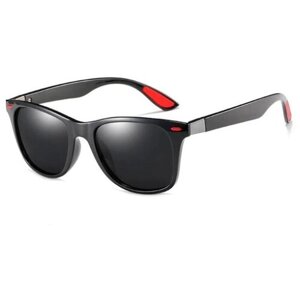 Солнцезащитные очки , квадратные, оправа: пластик, складные, с защитой от УФ, поляризационные, красный
