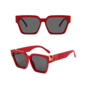Солнцезащитные очки , квадратные, с защитой от УФ, красный